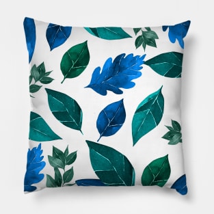 Green Blue Leaf Garden Plants Pattern Grainy Watercolor Pillow