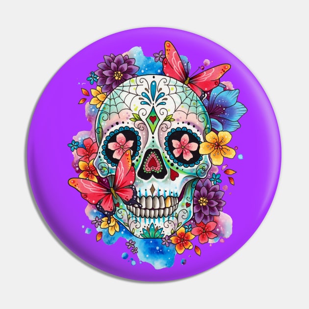 Floral Candy Skull Design by Lorna Laine Pin by Lorna Laine