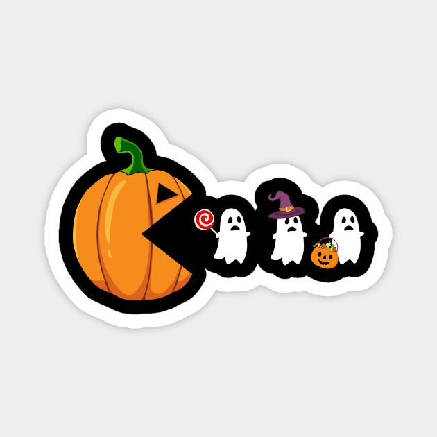 Halloween Pumpkin Eating Ghosts, Funny, Retro game, Arcade game, Geek, Gamer, for Men Women Kids, Costume, Skeleton, Ghost, Spooky, Birthday gift, Magnet by Fanboy04