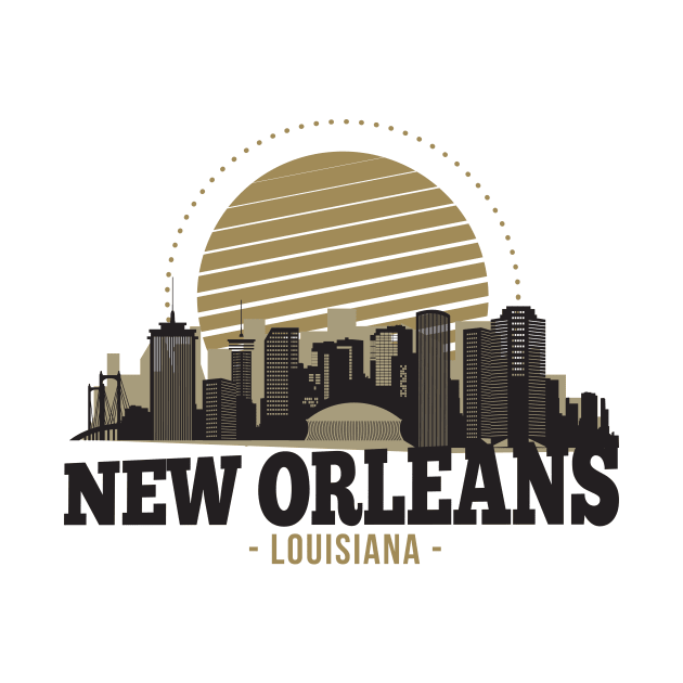 Retro New Orleans, Louisiana Skyline by SLAG_Creative