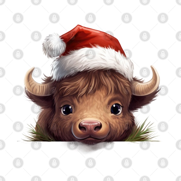 Christmas Peeking Baby Bison by Chromatic Fusion Studio