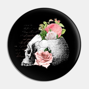 Skull and Pink Roses Pin