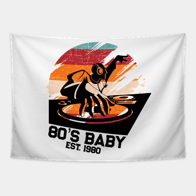 80's Baby Retro Music DJ Gift Tapestry by TheAparrelPub