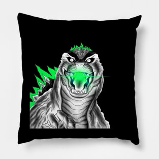 godzilla in wild stampede ecopop nuclear art Pillow