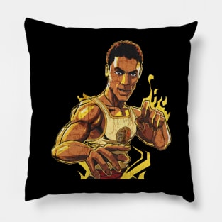 bruce leroy yellow Pillow