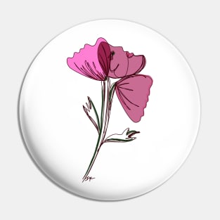 3 poppies & 1 face - muted pink Pin