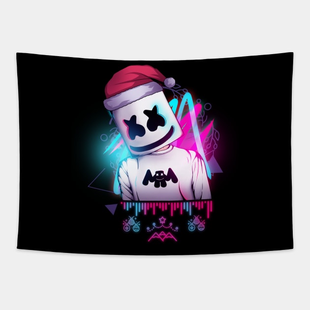 Marshmello \\ neon Merry Christmas Tapestry by DenielHast