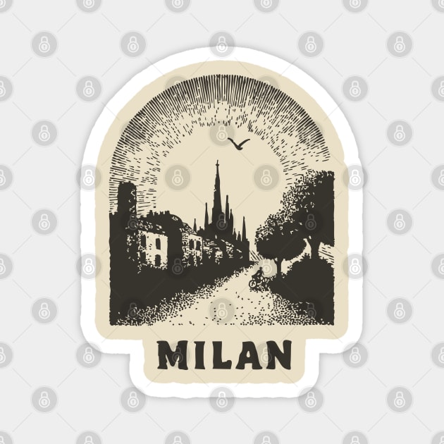 Milan T-Shirt | Vintage Duomo di Milano & City Street Tee Magnet by TuncGK