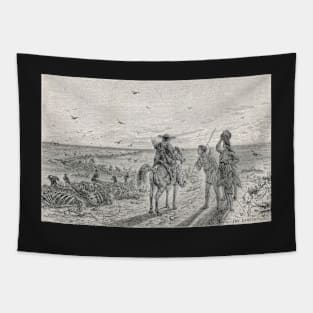 Los Llanos skeletons vultures travellers Tapestry