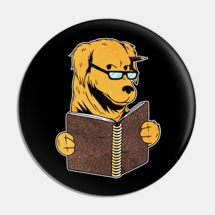 Cute Funny Dog Reading Book - Book Lover Pin