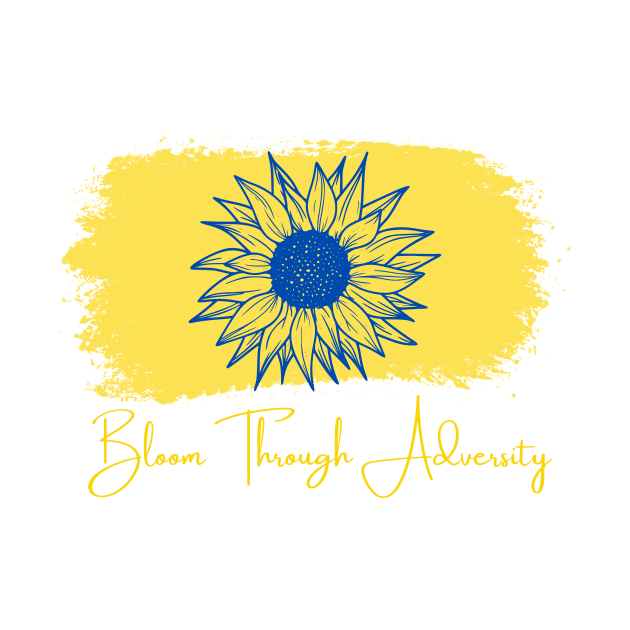 Bloom Through Adversity - Blue Sunflower/Yellow Paint Streak by Tanglewood Creations