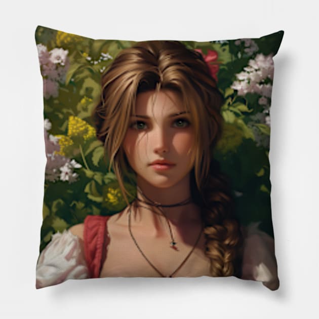 FF7 Rebirth Aerith Gainsborough Pillow by peculiarbutcute