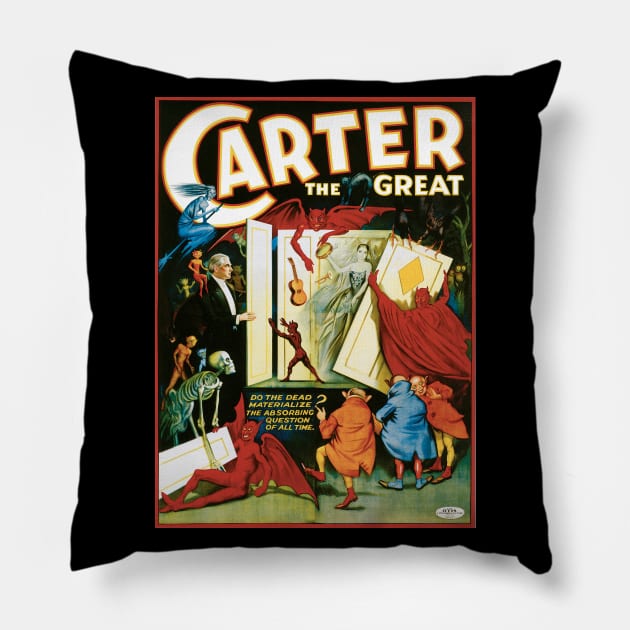 Vintage Magic Poster Art, Carter the Great Pillow by MasterpieceCafe