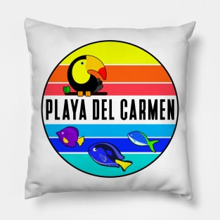 Playa del Carmen Mexico Beach Tropical Fish Toucan Pillow