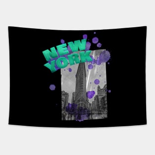 New York Drip - Teal/Purple Tapestry