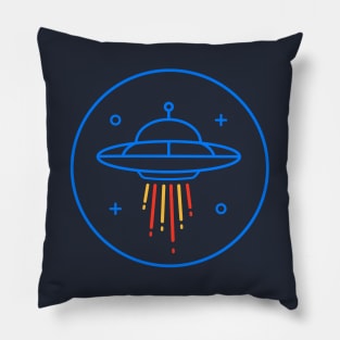 Retro minimal UFO Sci Fi Pillow