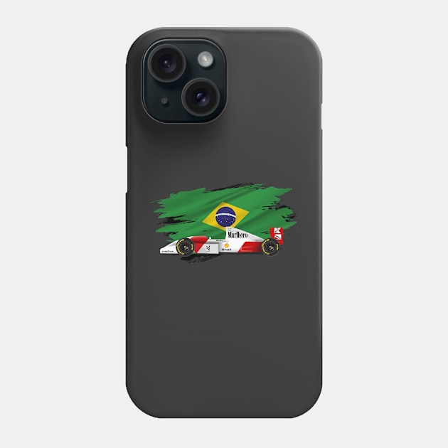 Ayrton Senna's McLaren Honda MP4/8 Illustration Phone Case by Burro Wheel