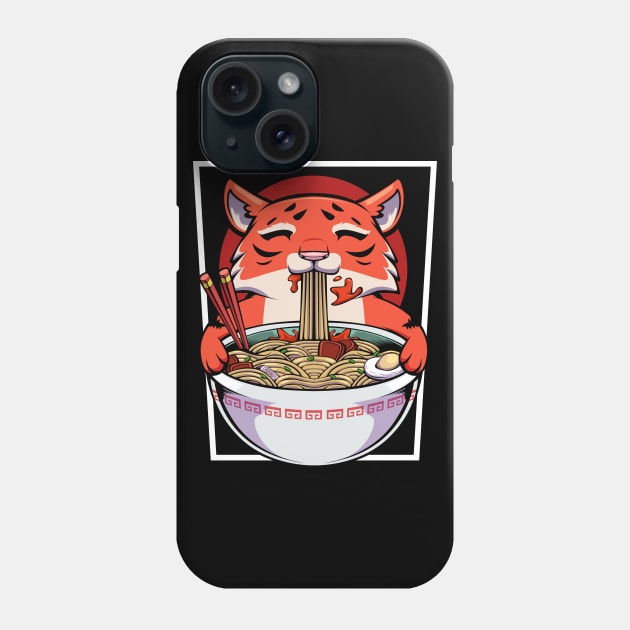 Ramen Tiger - Cute Kawaii Noodle Soup Eating Big Cat Phone Case by Lumio Gifts