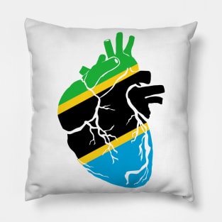 Tanzania Flag, Anatomical Heart Design Pillow