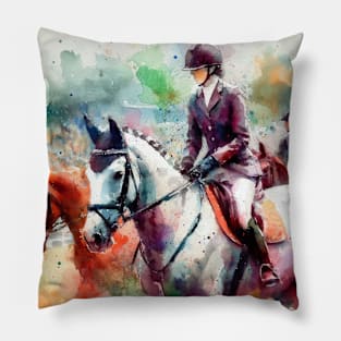 Abstract looking illustration of women's equestrian sport Pillow