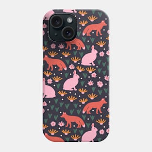 Fox And Hare (Papaya & Navy) Phone Case