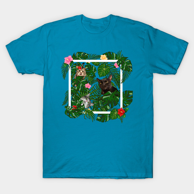 Tropical Jungle Cats And Kitties With Flowers Jungle Cats T