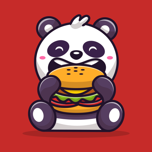 Cute Panda Eating Burger Cartoon by Catalyst Labs