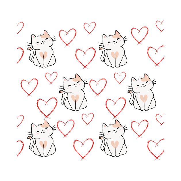 Cute cats, children's textiles, cats and hearts by POLE