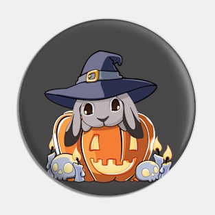 Grey Lop Bunny in a Pumpkin T-Shirt Pin