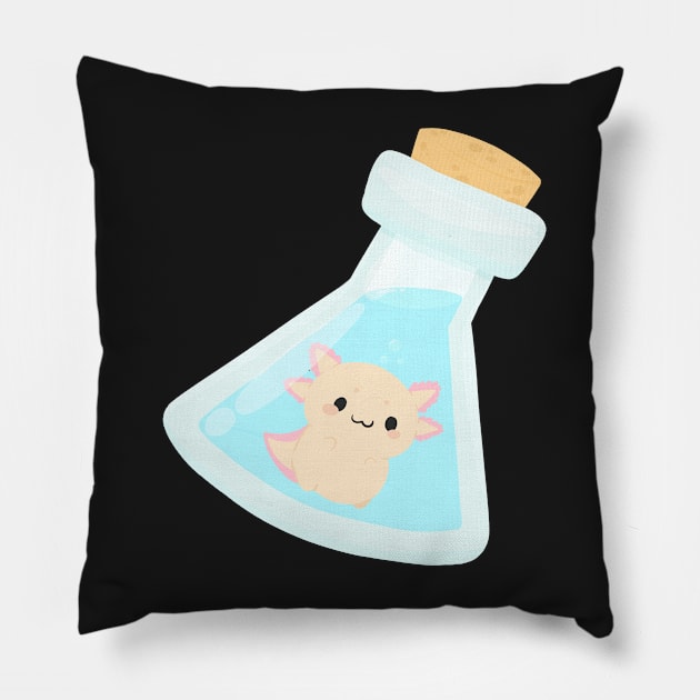 Axolotl in a bottle Pillow by IcyBubblegum