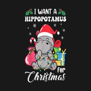 I Want A Hippopotamus For Christmas Hippo Christmas T-Shirt