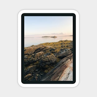 Pastel Sunset over Rocky Beach Magnet