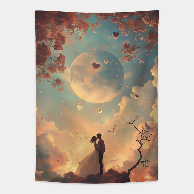 Discover True Romance: Art, Creativity and Connections for Valentine's Day and Lovers' Day Tapestry by insaneLEDP