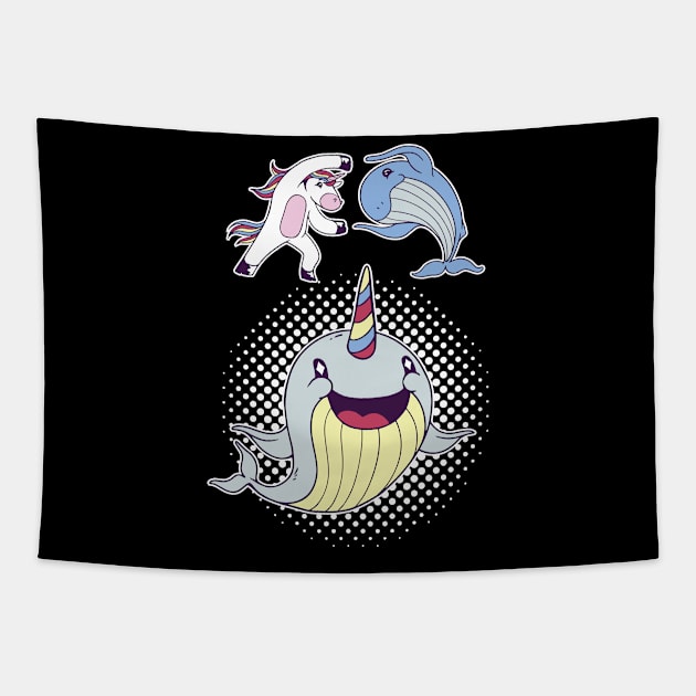 Unicorn whale Fusion Narwhal Shirt Tapestry by HBfunshirts