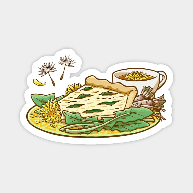 Dandelion Quiche & Tea Magnet by norinoko