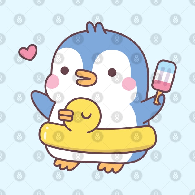 Cute Penguin With Duck Pool Float by rustydoodle