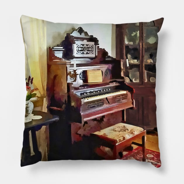 Music - Organ in Victorian Parlor With Vase Pillow by SusanSavad