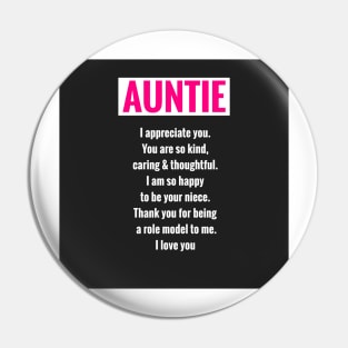 Auntie: Thoughtful Gifts for Aunties Pin
