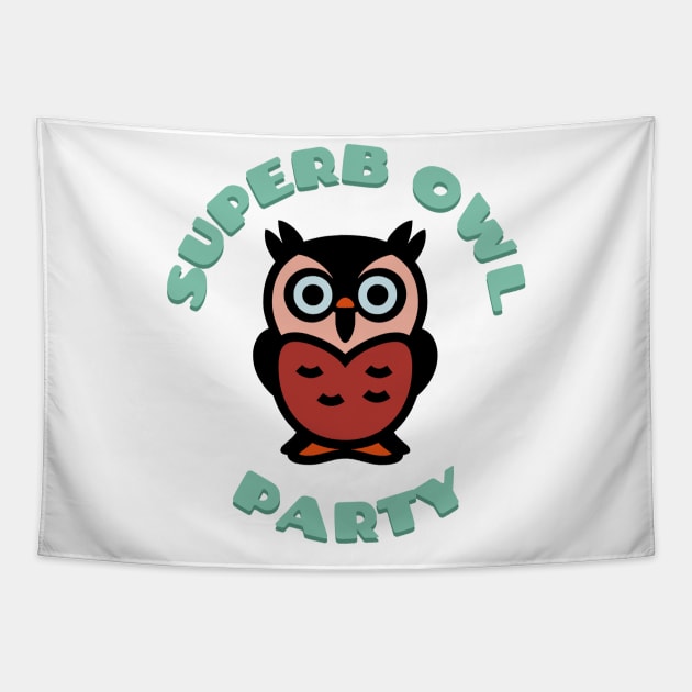 Superb Owl Party Tapestry by Sanja Sinai Art