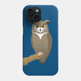 A digital illustration of a  Great horned owl Phone Case