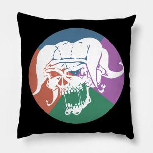 Skull Jester Laughing Pinwheel Pillow