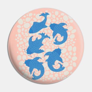 KOI Japanese Fish Garden Pond with Pebbles in Blue White Blush Orange - UnBlink Studio by Jackie Tahara Pin