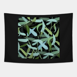 Eucalyptus Leaves Black Design Tapestry