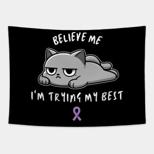 Lupus Warrior Cat With Awareness Ribbon Tapestry