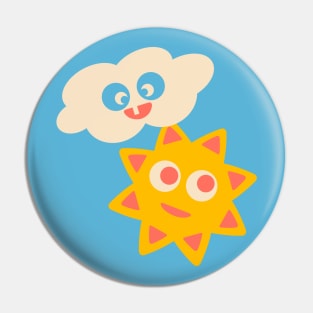 SUNNY WITH CLOUDY PERIODS Cute Kawaii Sun and Cloud for Kids and Adults - UnBlink Studio by Jackie Tahara Pin