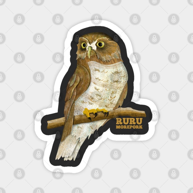 Morepork Ruru NZ Owl Magnet by mailboxdisco