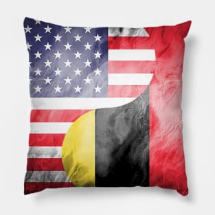 USA Belgium Dual Yin Yang Flag Pillow