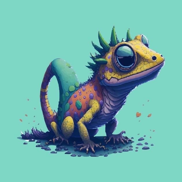 Gamer's Perfect Illustration - Cute Colorful Gekko by star trek fanart and more