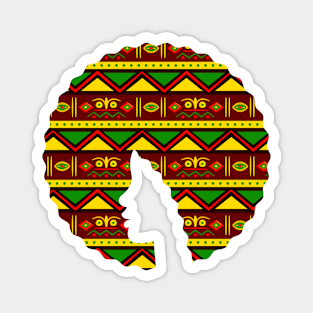 Afro Hair Woman with African Pattern, Black History Magnet