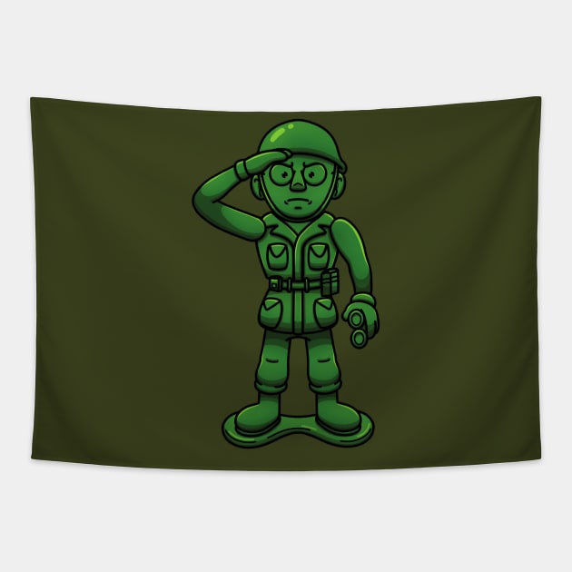 Green Military Soldier Toy Sergeant Saluting Tapestry by TheMaskedTooner